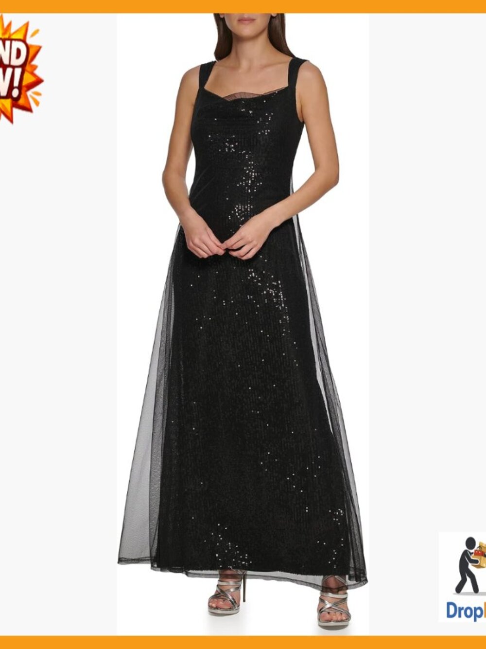 Sequin Maxi Dress Sleeveless Elegant Evening Party Formal Gown